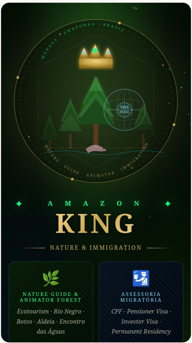 Amazon King — Nature Guide, Animator & Immigration emblem · Manaus, Amazonas, Brasil